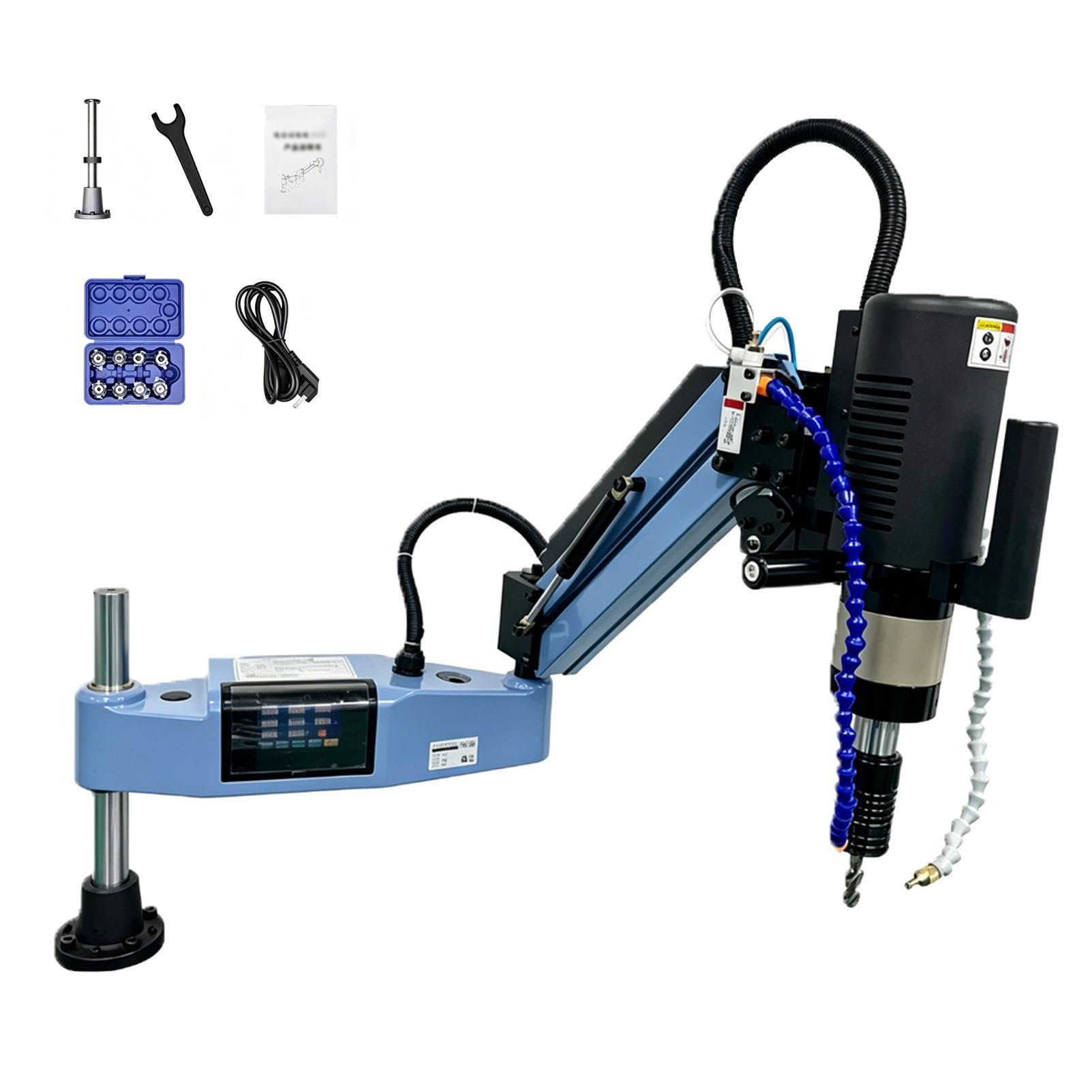 Pfps Electric Tapping Machine M3-M16, Built-in Auto-Lubrication & Air Blowing System, 360° Universal Flexible Arm, 0-375rpm for Steel Aluminum Fabrication