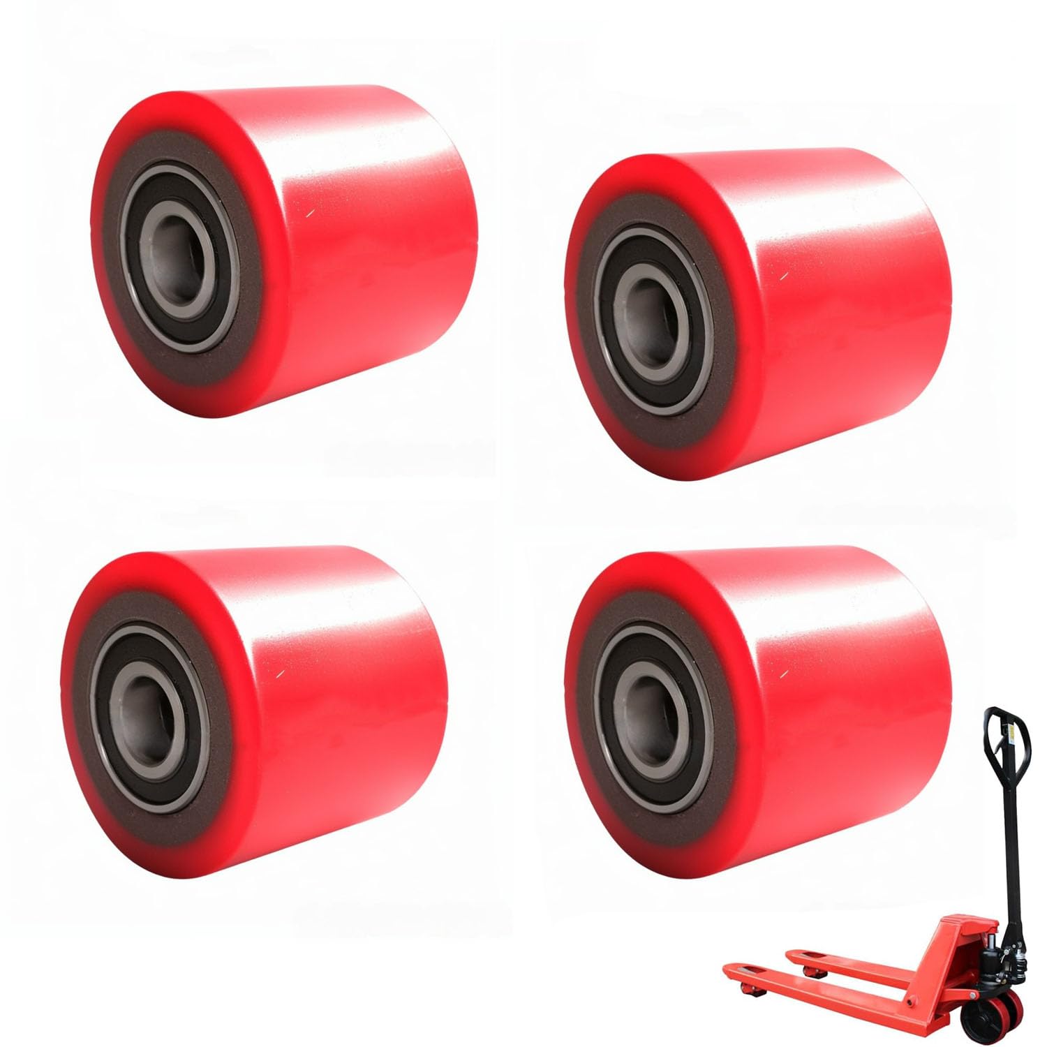 4 Pièces Roulettes de Chariot élévateur en Polyuréthane 80 x 70 mm,avec Roulement à Billes pour Transpalettes Camions de Transport