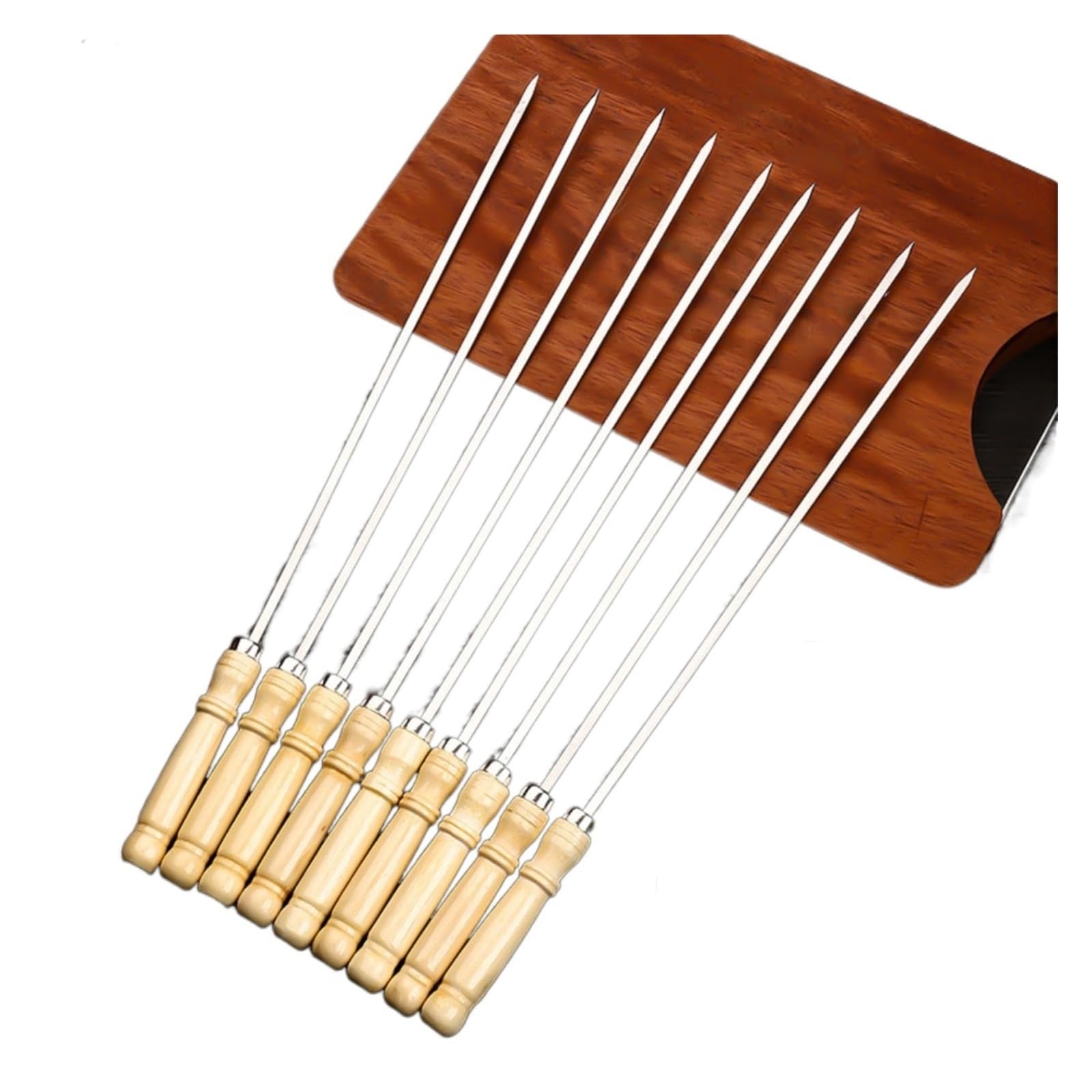 GTHTUHFD Reusable Skewers Grilling, Family Flat Skewer Sticks, Stainless Steel With Wooden Handle, Anti-Slip And Wear-Resistant, Bbq Accessories,size_name-50