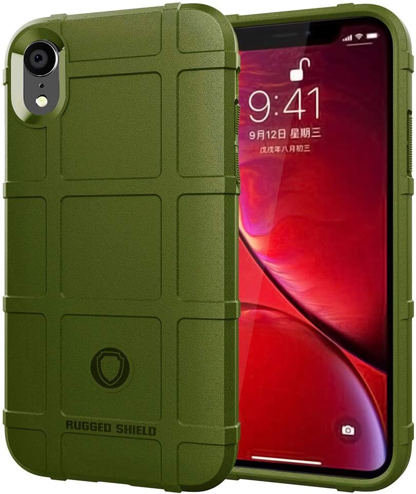 for iPhone XR case, (Rugged Shield Series) TPU Thick Solid Armor Tactical Protective Cover Case for iPhone XR (6.1 inches) - Army Green