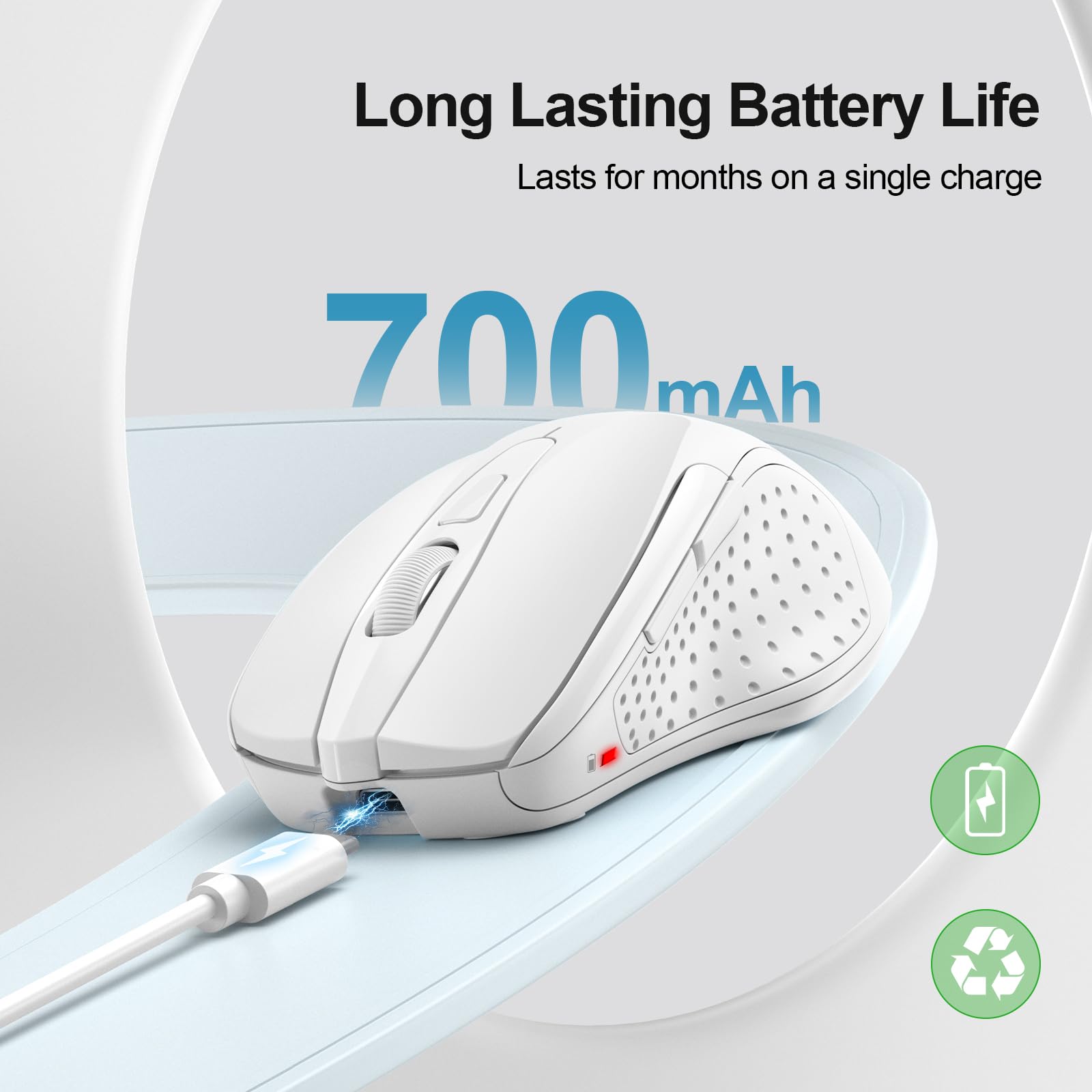 Trust Ozaa+ Souris Sans Fil Bluetooth + 2.4GHz, Souris Silencieuse Multi-appareils, Molette Latérale, 60% De Plastiques Recyclés, Souris Bluetooth Rechargeable PC Ordinateur Portable Mac, Blanc