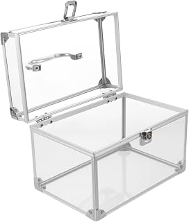 Ciieeo Acrylic Vinyl Record Storage Case with Handle and Lockable Box