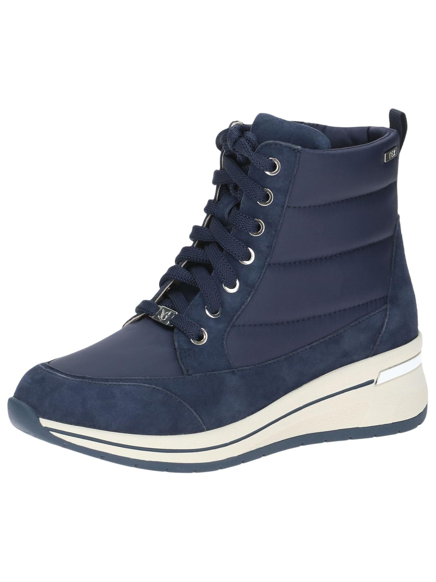 CAPRICE Comfort Women's high-top sneakers lined lace-up water-repellent, Blue (Ocean Comb), 3.5 UK