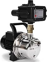 BACOENG 0.6HP Stainless Steel Water Pressure Booster Pump with Smart Auto Controller - Tankless 700GPH Flow, 58PSI Max