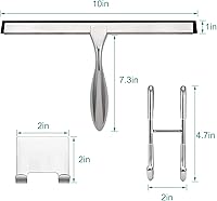 Vista 5 de Escobilla de ducha para puertas de vidrio, escobilla de vidrio de ducha de 10 pulgadas, escobilla de ducha plateada para puertas de ducha, espejo