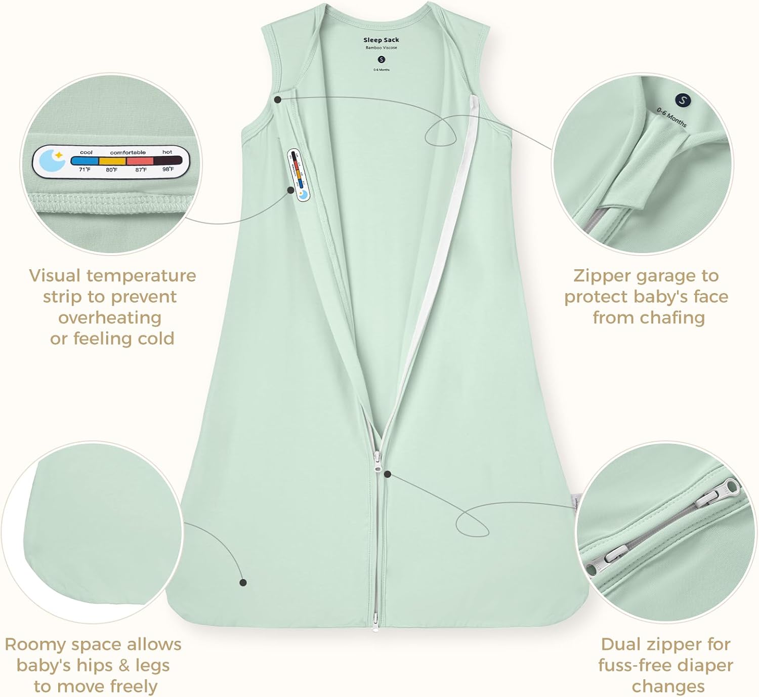 Viscose Made From Bamboo Baby Sleep Sack 0.5 TOG Wearable Blanket, Super Soft Sleeping Bag for Babies - Image 4