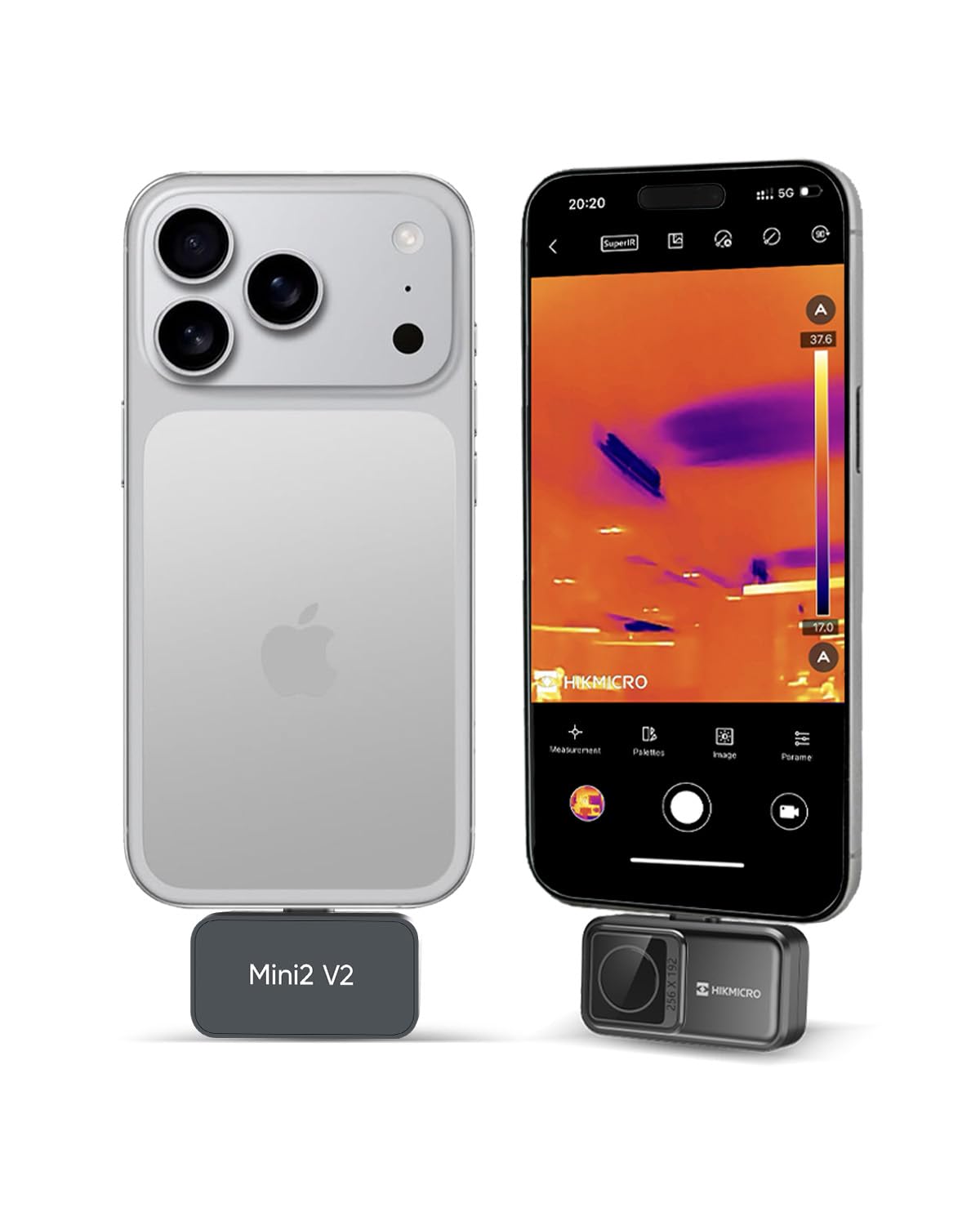 Wärmebildkamera HIKMICRO Mini2 V2 – iOS/Android, 256 x 192 IR-Auflösung, SuperIOR, 50° Weitwinkel, USB-C/Lightning (unterstützt iPhone 17)