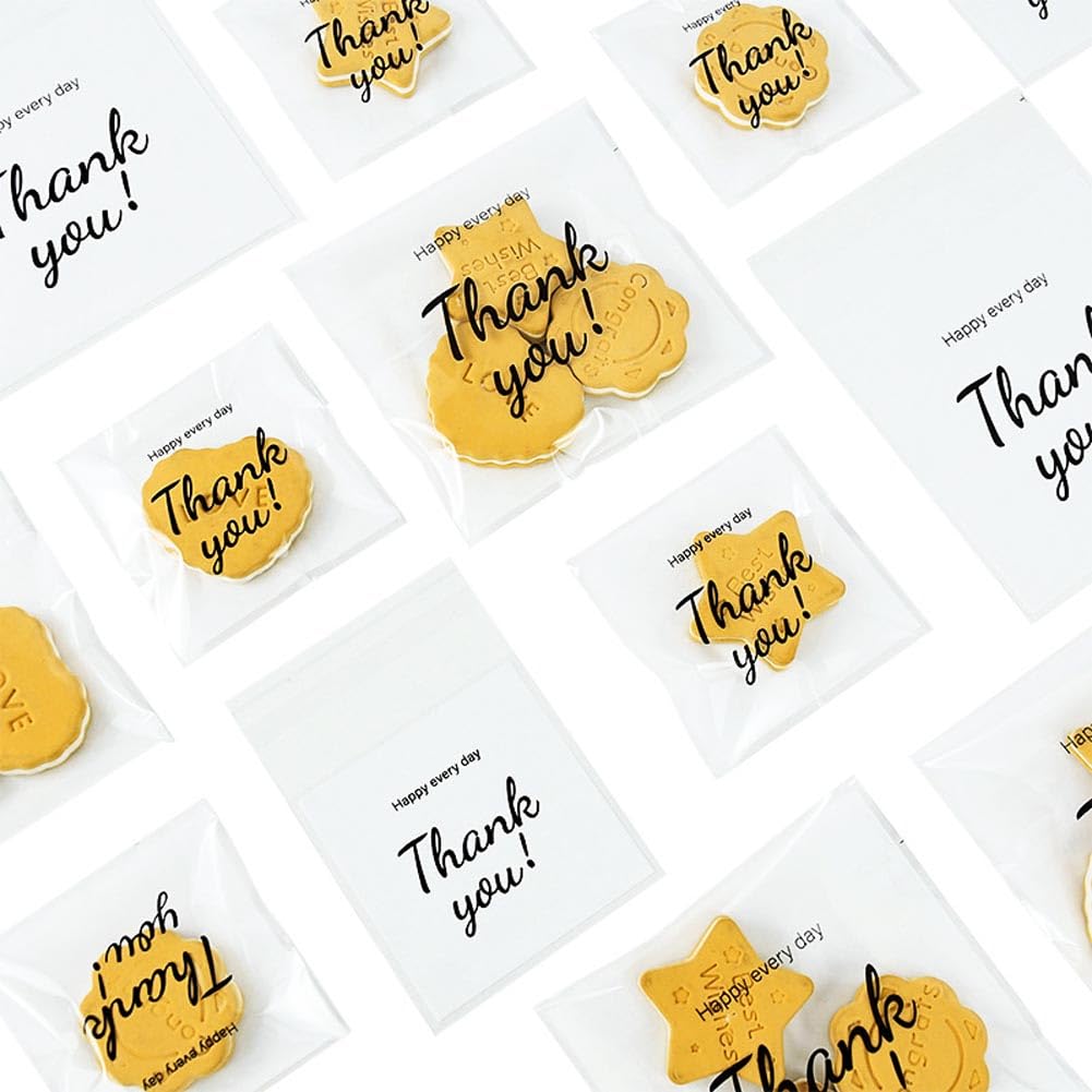 100pcs Thank You Mini Bags, Clear Self-Sealing Treat Bags for Cookies Sweets & Party Favors - Perfect for Gifts and Everyday Snacking - Image 3