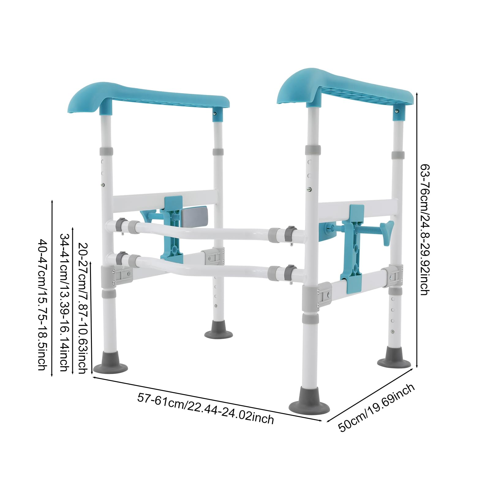 Pomoc przy wstawaniu, uchwyt bezpieczeństwa toalety, regulowany – regulacja wysokości 63-76 cm, nośność 150 kg, antypoślizgowe uchwyty, dla seniorów i osób o ograniczonej sprawności ruchowej