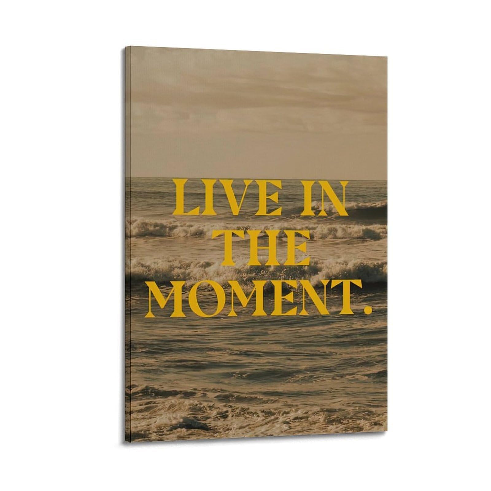 OKAHYS Vintage Motivational Quotes Poster Live in The Moment Decorative Painting Canvas Wall Artworks Picture 24x36inch(60x90cm)