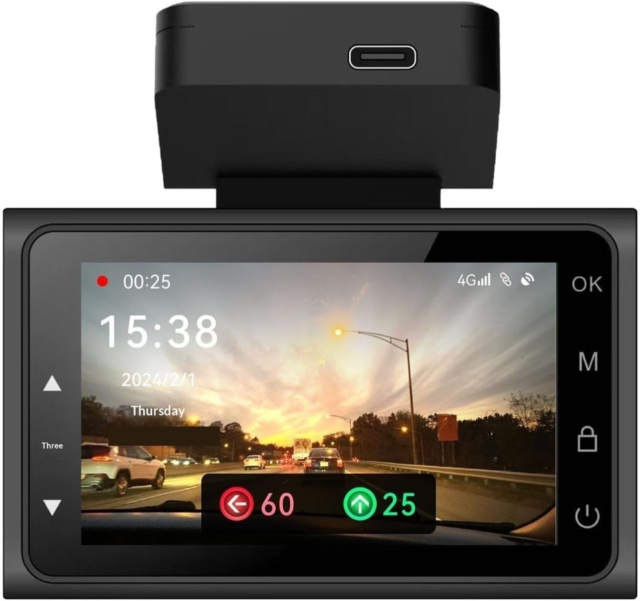 Dashcam, DashCam 4K Ultra High Definition Support Speed Real Display Loop Recording Rear Camera Driving Recorder,for Cars
