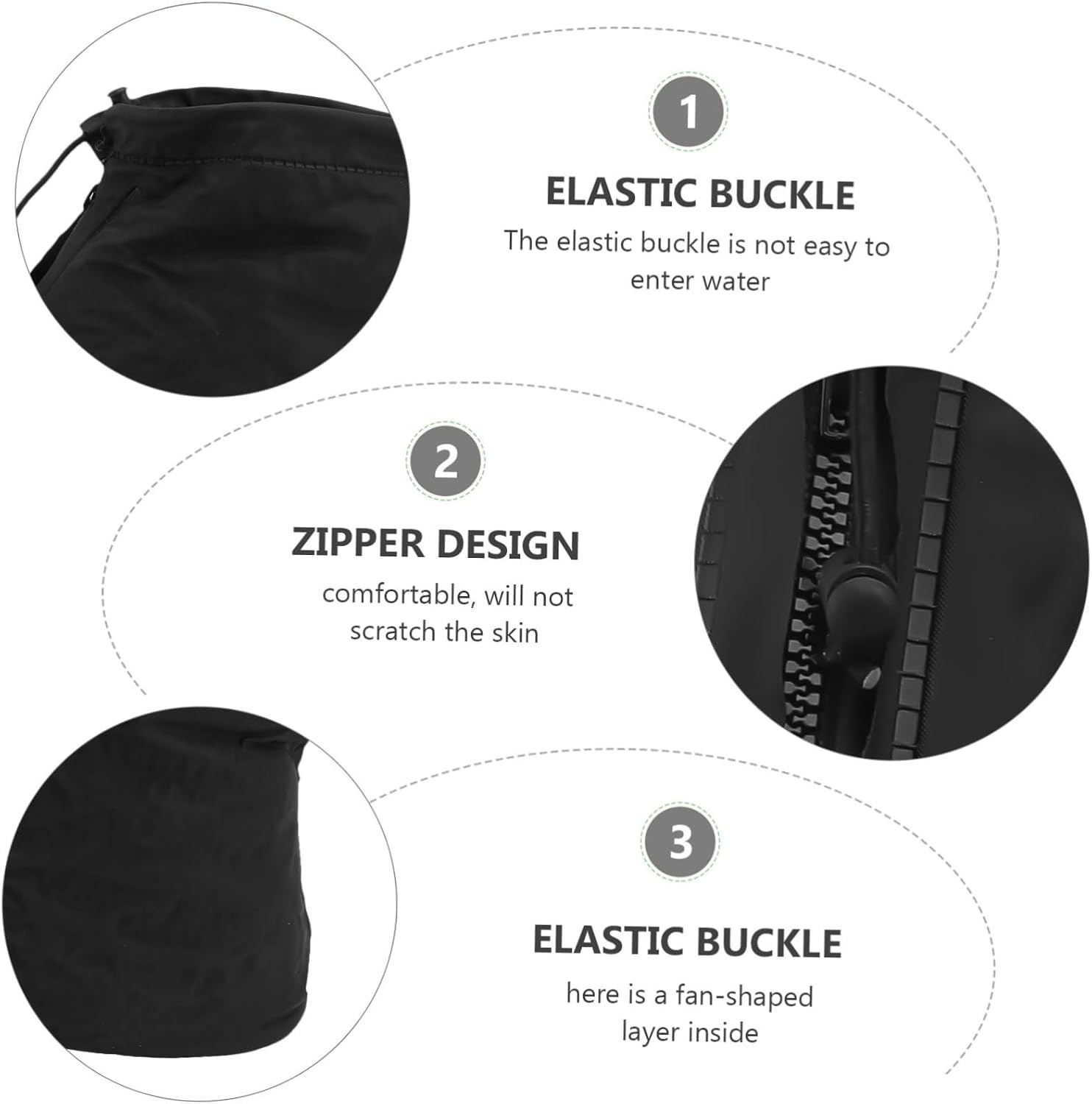 BESTonZON 1Pair Cycling Shoe Covers Non Slip All Match Overshoes with Zippered Closure Lightweight Rain Shoe Protectors for Outdoor Activities Black