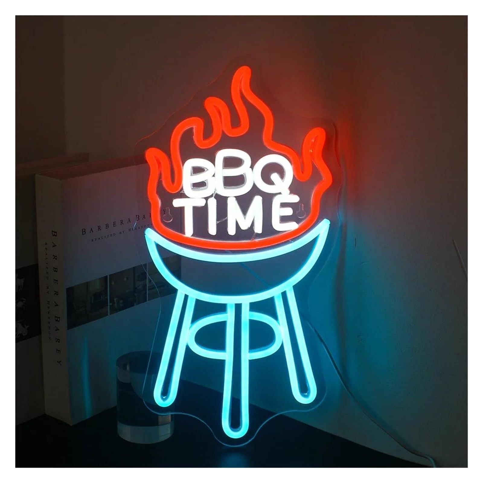 LEMST Signs Lamp BBQ Time Neon Sign Lights Dimmable Wall Decor Signs Room Decoration Restaurant Bar Club Home Barbecue Party Light Up Sign(20.5x40cm)