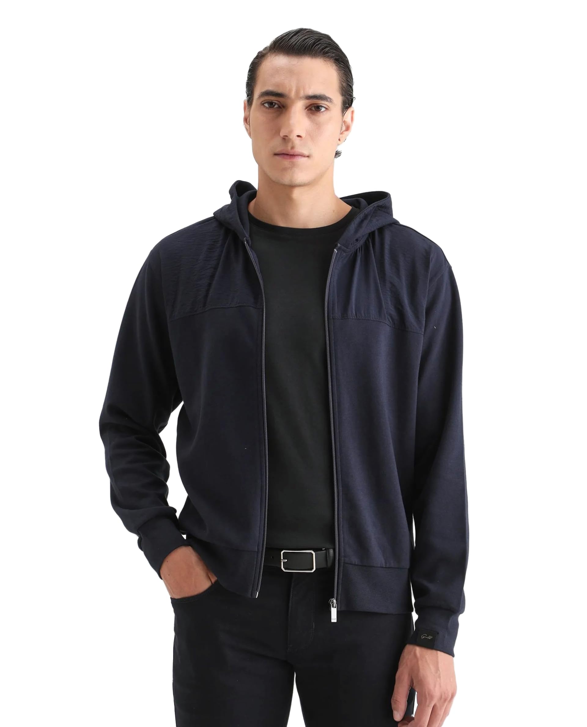 rare rabbit Men's Fego Regular Solid Cotton Blend Hooded Long Sleeve Sweatshirt-picture-17