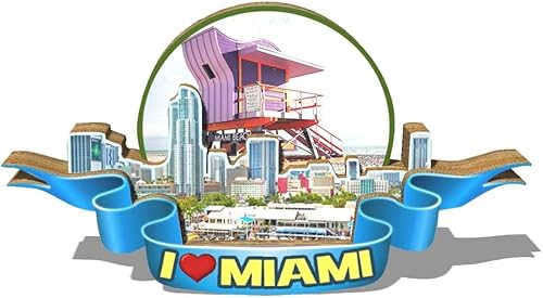 Imán de Miami de Estados Unidos imán de nevera de madera 3D monumentos de viaje coleccionables recuerdos decoración hecho a mano 2