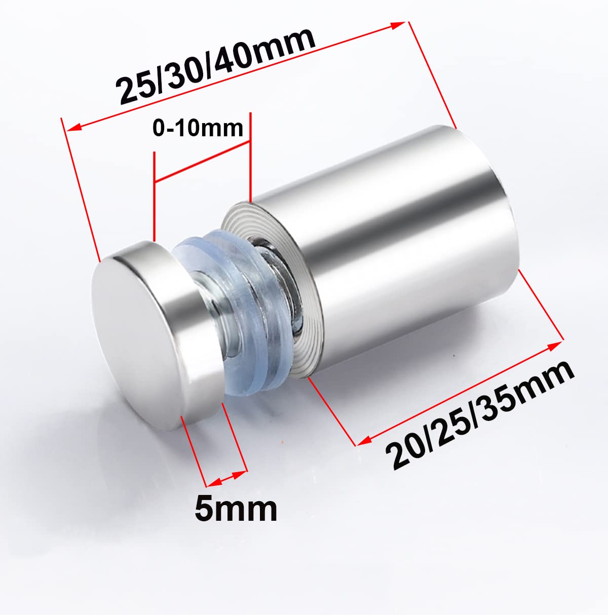 Qrity 40 Piezas Separador de Fijación de Vidrio, Publicidad de Vidrio Acrílico Standoff, 12X25mm, con Accesorios de Montaje de Tornillo