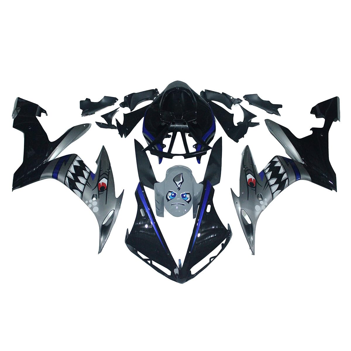 Gloss Grey Shark Attack ABS Plastics Fairing Kit for Yamaha YZF1000 R1 2004 2005 2006 YZF-R1 04 05 06 Mtorcycle Bodywork Injection Fairings Body Kit Body Frame Cowlings