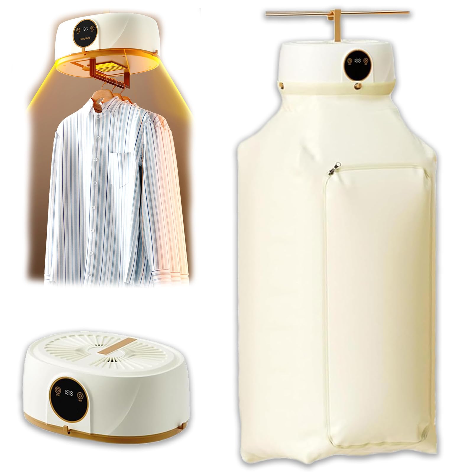 Aironox Automatic Ironing Machine | Portable Clothes Dryer Upgraded, Automatic Wireless Vertical Steam Iron | Portable Dryer with Remote Control for Apartment, Travel - User Manual Included (White)