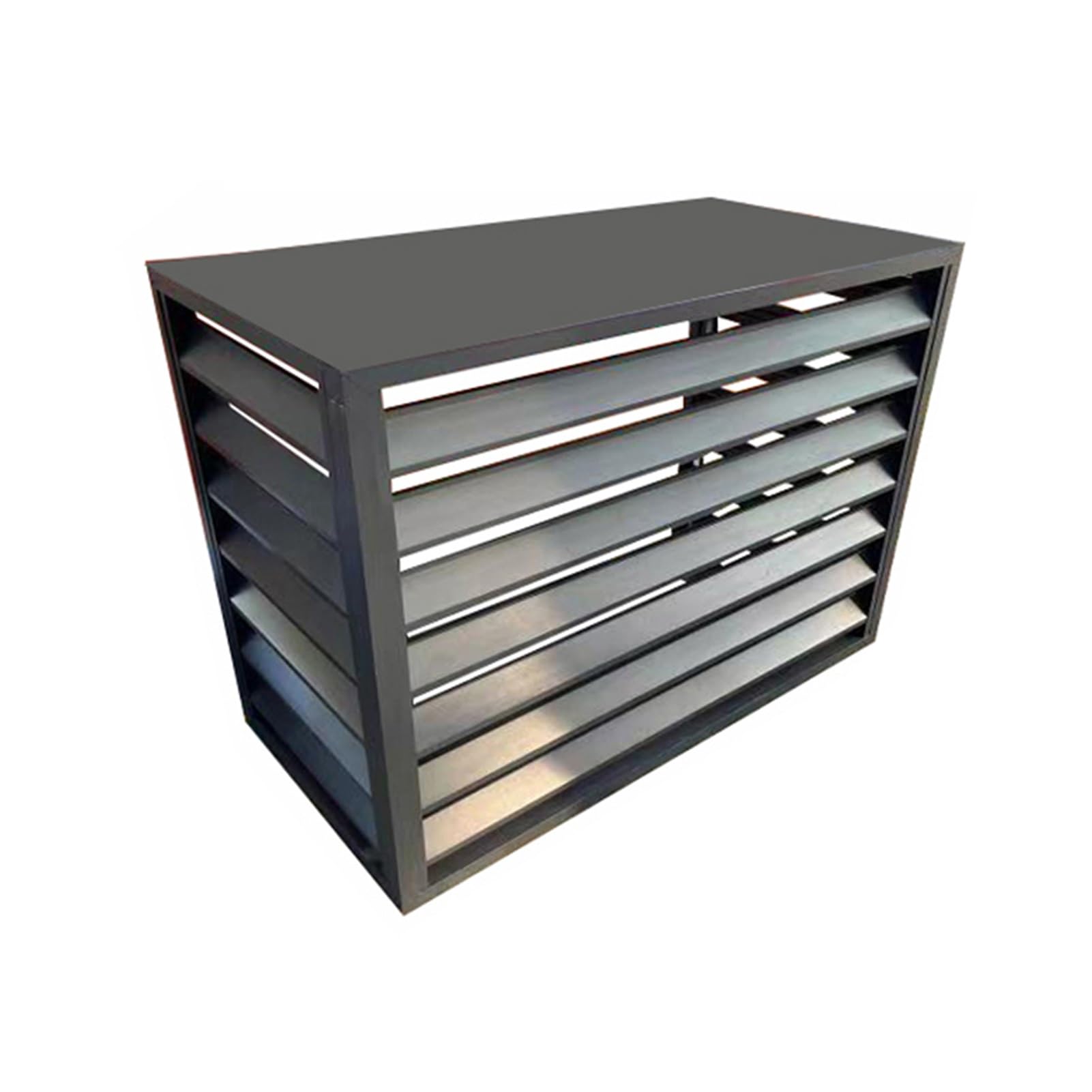 Carcasa de aluminio resistente gris para ocultar aire acondicionado con acabado de persianas
