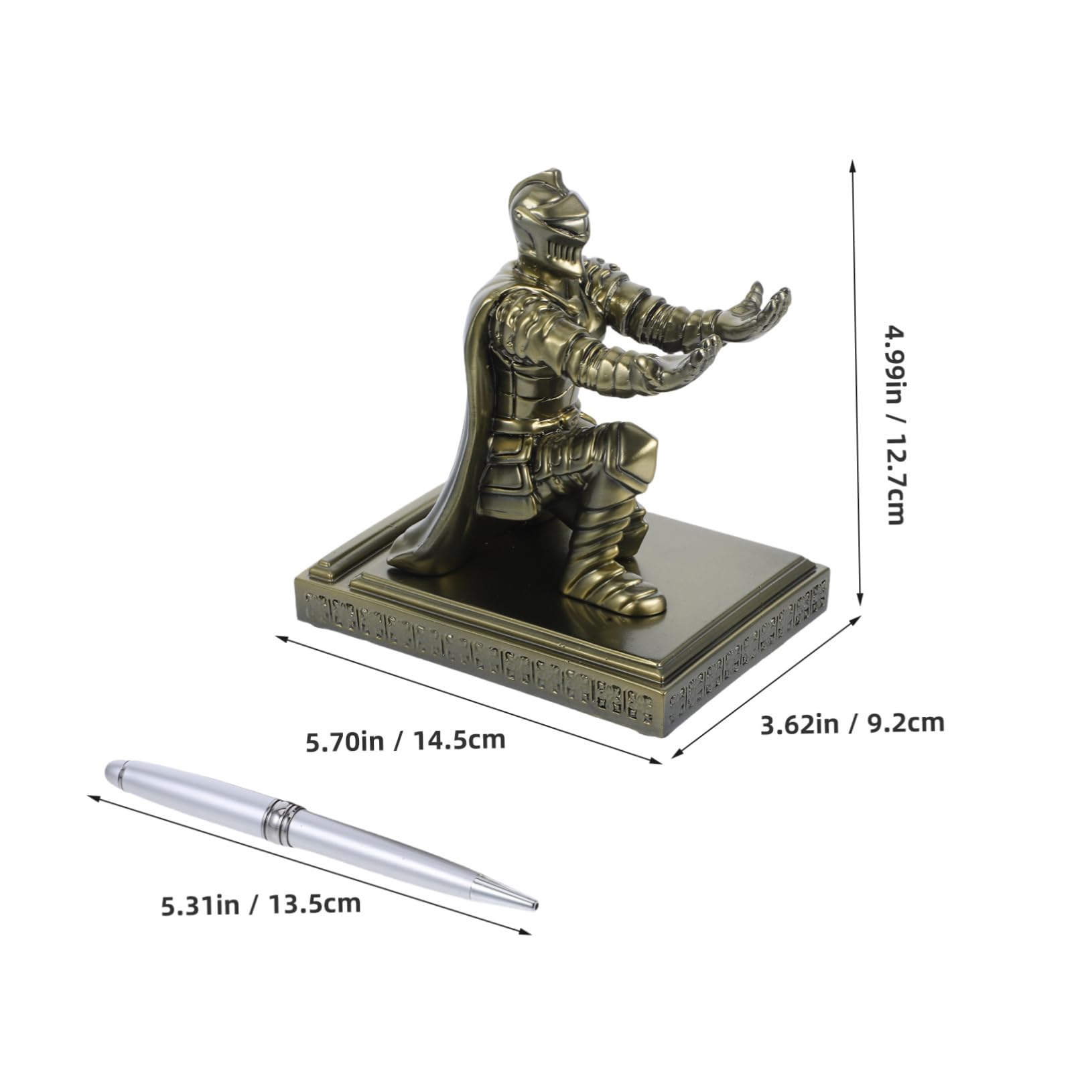 DOITOOL Portapenne da Scrivania in Resina Soldato Armato Stabile Base e Design Unico Medievale per Accessori Ufficio e Decorazione Vanity
