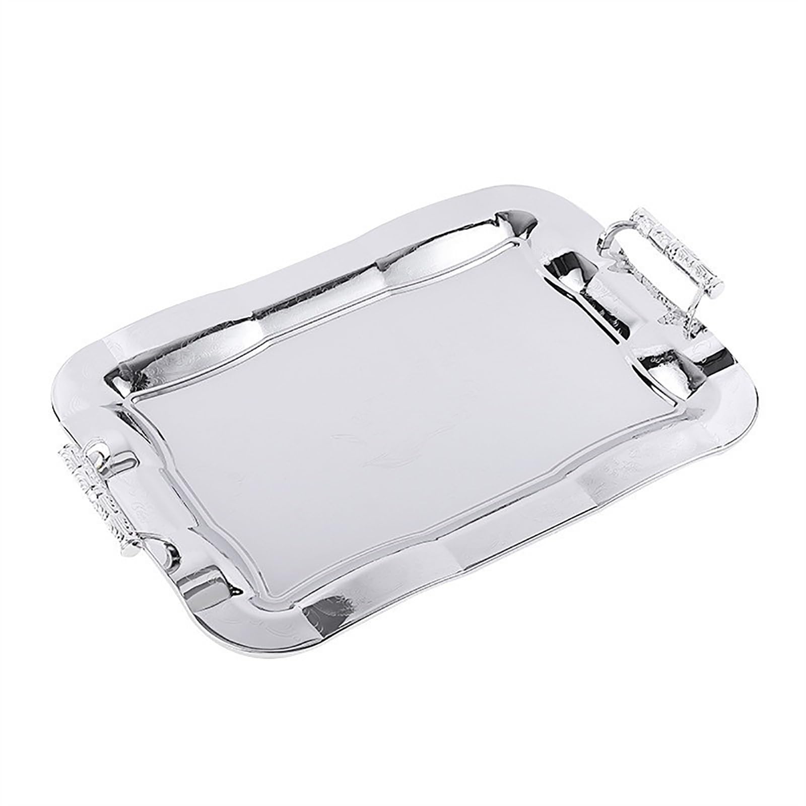 Raw Steel Plate Tray Storage Rectangular Vegetable with Handle, Buffet Serving Snack Metal Tray for Coffee, Cakes