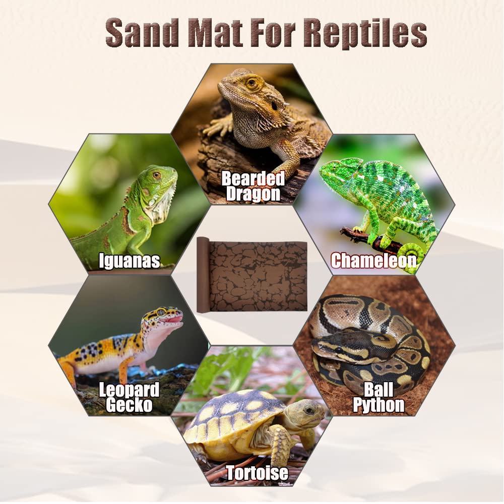 Tfwadmx Alfombra de reptil para alfombra de arena para terrario de dragón barbudo, color marrón, lagarto para alfombras de tanque de leopardo Gecko (L:50 x 99,8 cm, 1 unidad))