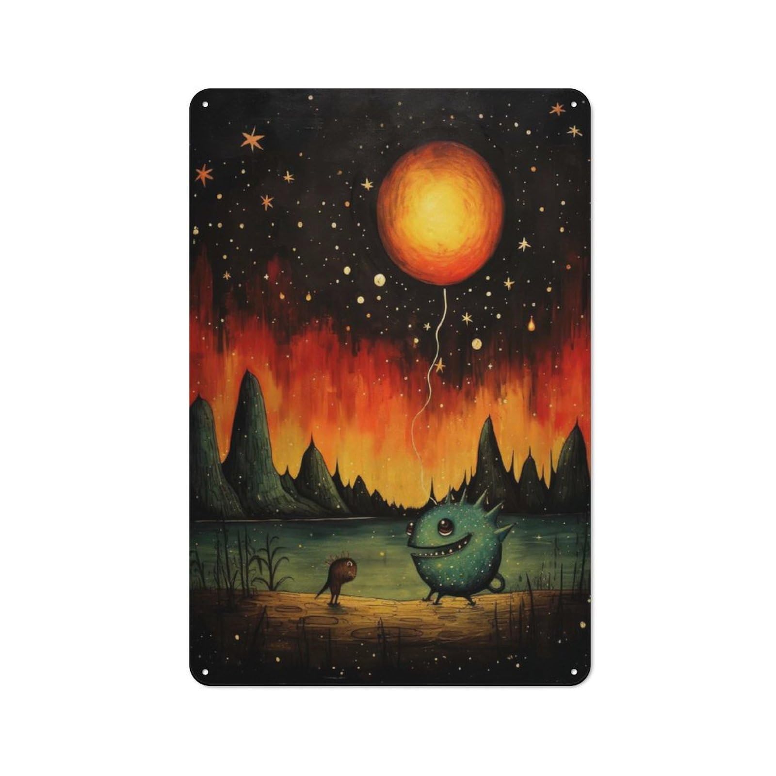 Tin Wall Plaque 30x20cm with Monster Balloon for Man Cave Or Games Room, A Housewarming Gift for Leisure-room Decor Enthusiasts