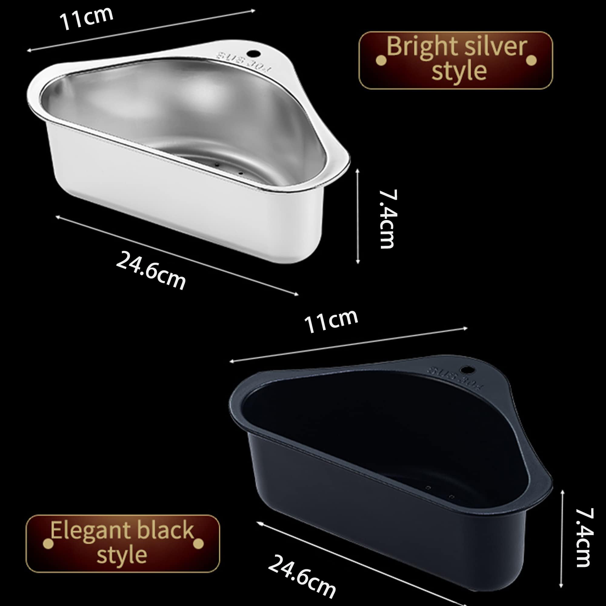 WYFCR Sink Strainers Basket, Sink Drain Shelf, Triangular Sink Strainer Basket Storage Rack Sucker - Image 2