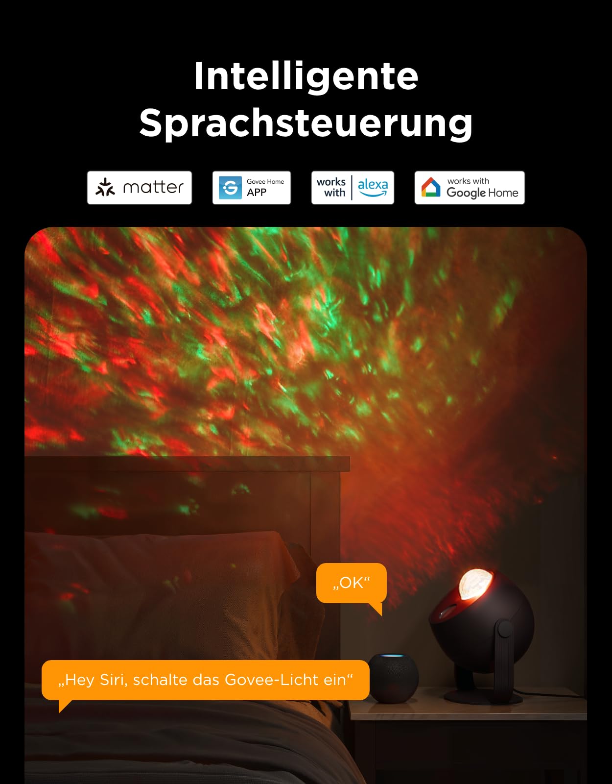 Govee Sternenhimmel Projektor Ozeanwelle | Dynamische Welleneffekte, Kompatibel mit Matter, Über 40 Szenenmodi, 18 Optionen für Weißes Rauschen
