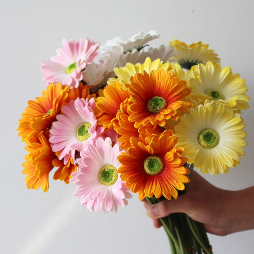 Marguerites en soie de 43cm pour fleurir une bibliotheque ou un salon chic