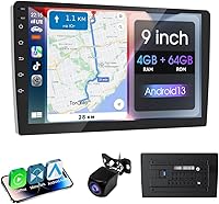 Vista 9 de Estéreo inalámbrico de doble DIN de 9 pulgadas para automóvil, con Apple CarPlay y pantalla de radio Android Auto, con Mirror Link, Bluetooth 5.0