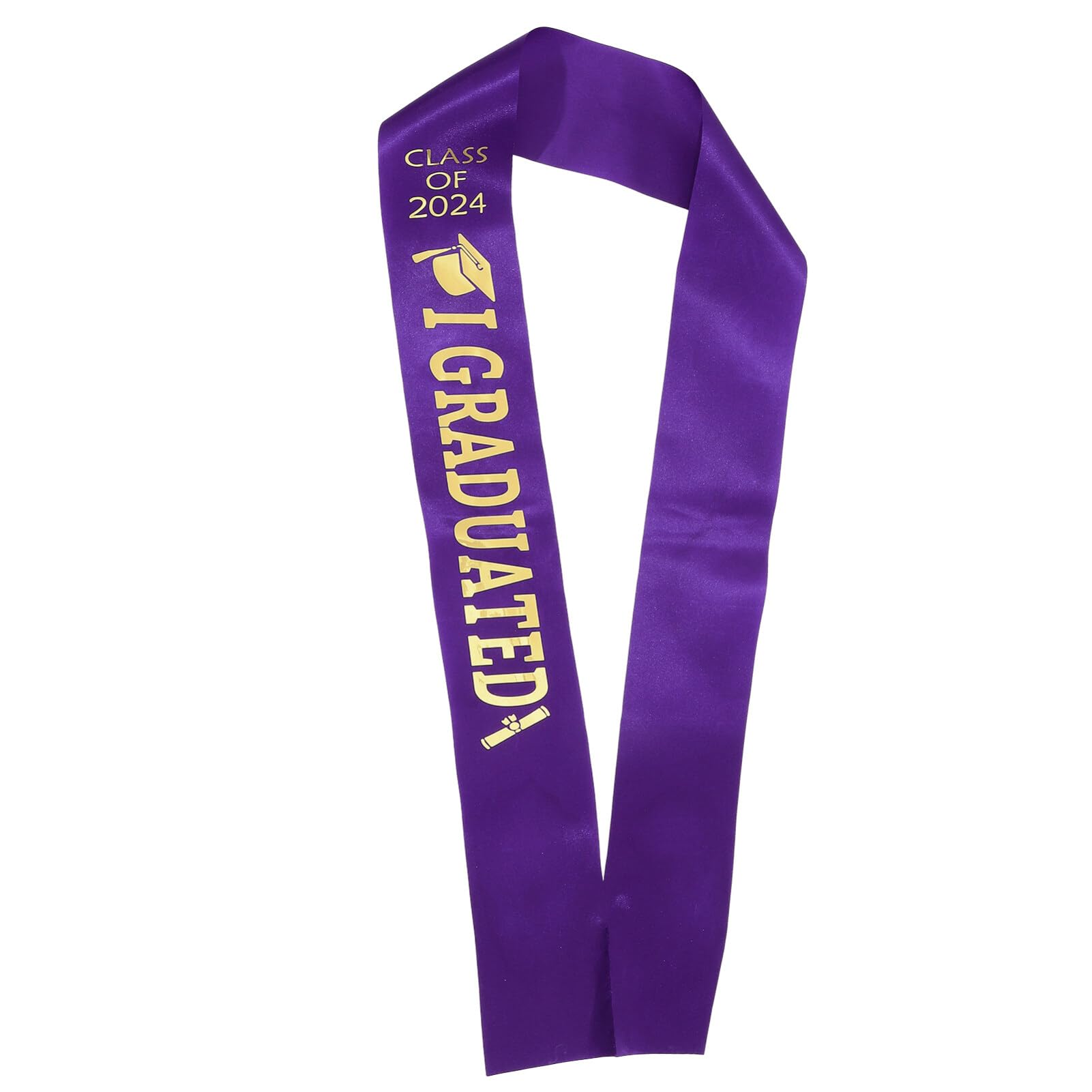 Cabilock Graduation Sash, Class Of 2024, Gold Glitter Letter Stole, 2024 Celebrations, Senior Cheerleader Sash, Purple, Satin Cloth, 160.00X9.50X0.05cm