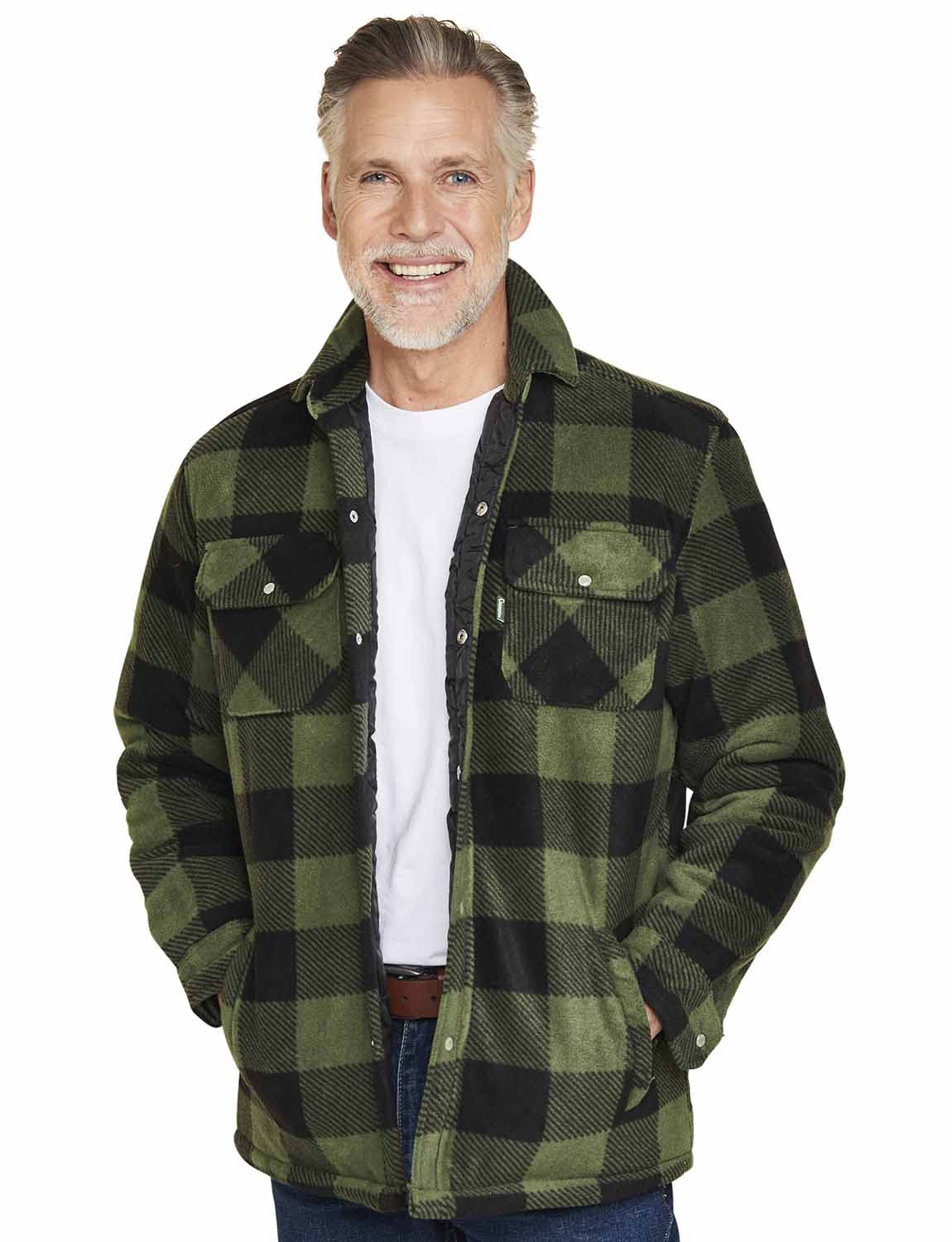 Mens Kinross Fleece Padded Lumberjack Style Shirt Green L
