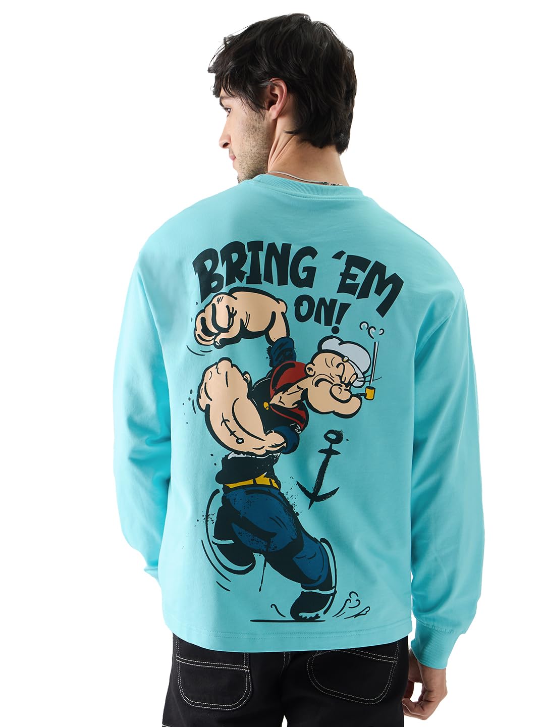 The Souled Store Oficjalne koszulki Popeye: Bring Em On Oversized z pełnym rękawem