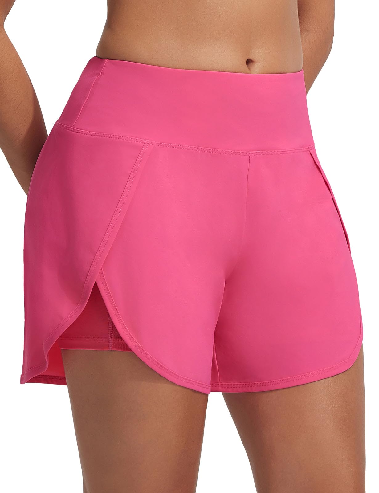 baleaf Womens 5 Swim Shorts High Waisted 2 in 1 Board Shorts Quick Dry Swimming Bottom with Pockets