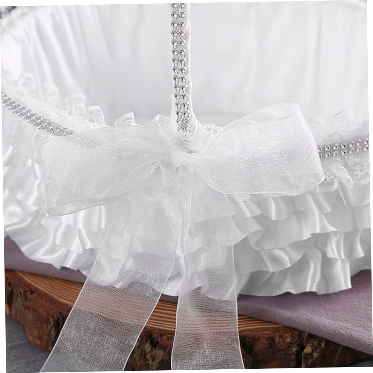 GLEAVI Blumenkorb Spitze Hochzeit Tragbarer für Verlobungsfeier Stilvolles Hochzeits Blumenmädchenkorb aus Weißer Leichter als Gastgeschenk