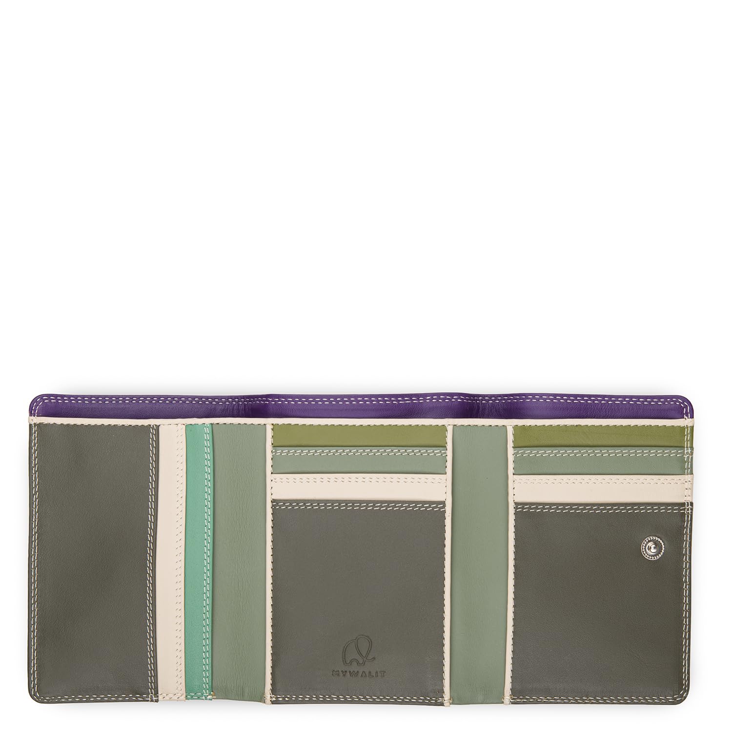 mywalit Leder Damen Geldbörse medium tri-fold Wallet Black