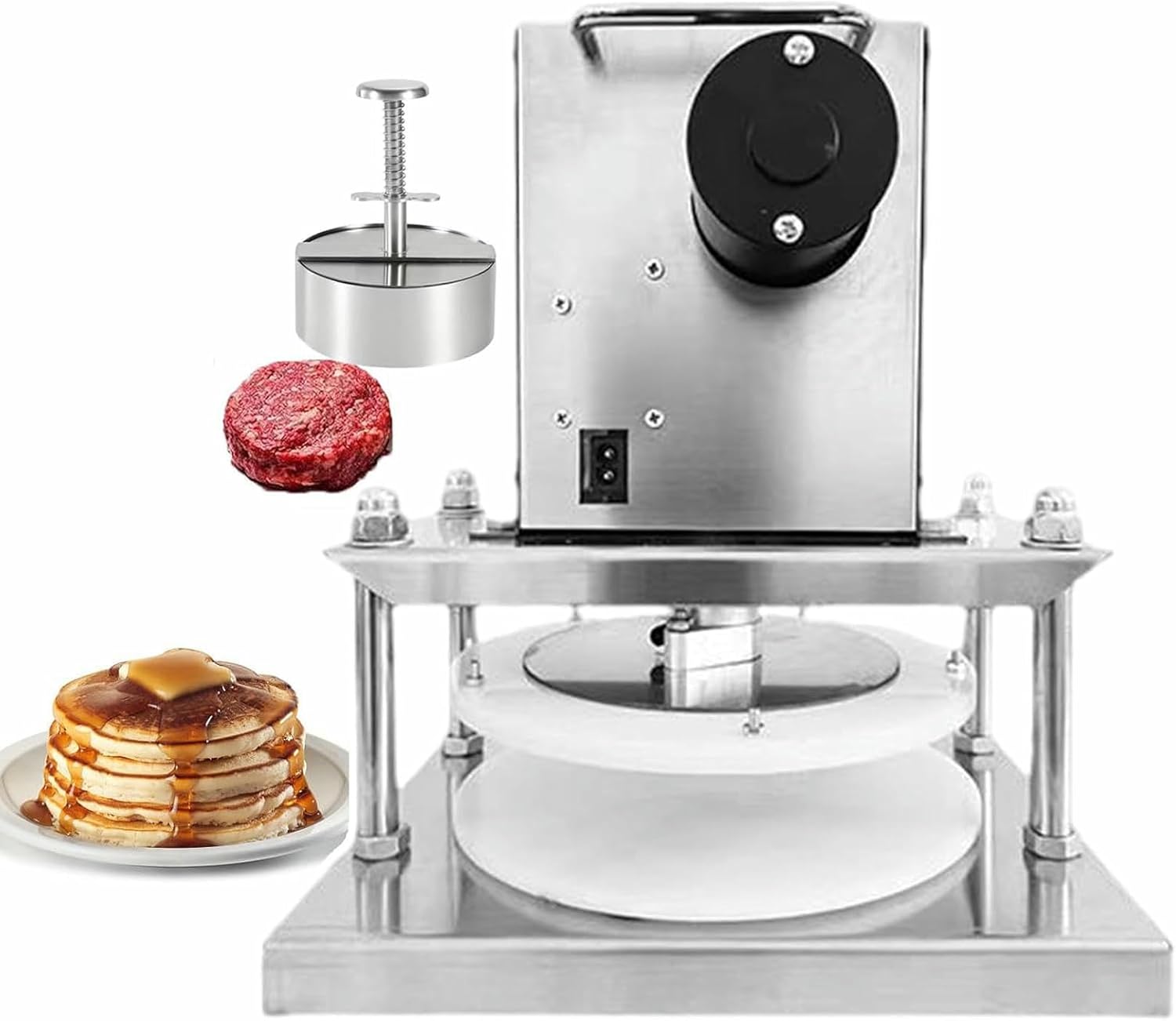 Wzglod 22cm Electric Dough Sheeter Pasta Making Tools, Adjustable Stainless Steel Pizza Maker, Electric Pizza Dough Press Machine