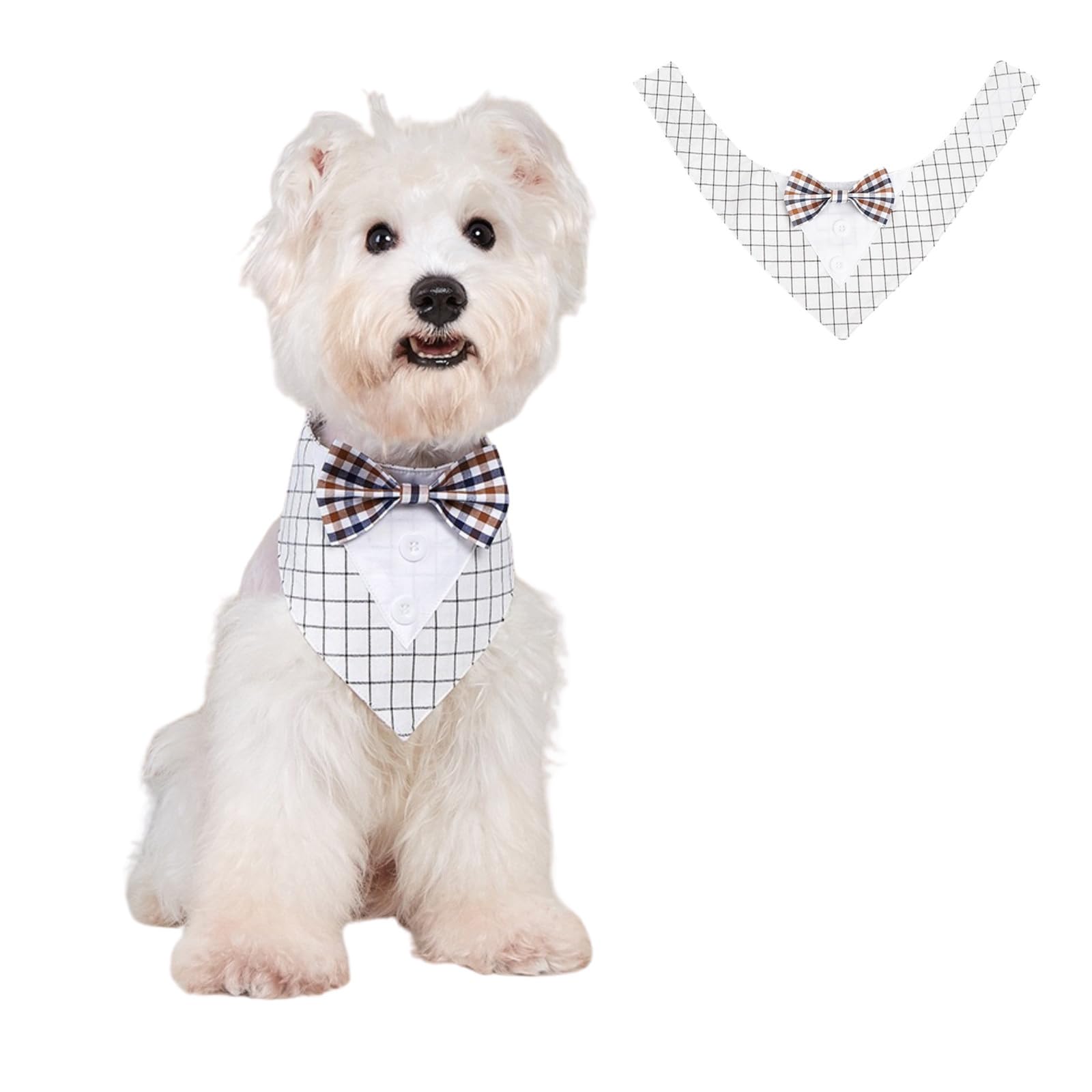 BT Bear Pet Tuxedo Collar Bandana,Wedding Outfit,Bow Tie Triangle Scarf, Scarffor for Cats Puppy Small Dogs Medium Dogs,White_XL