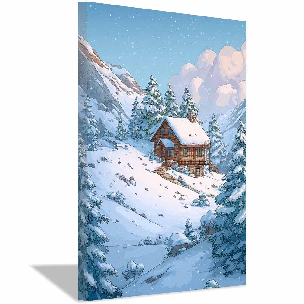 Tableau sur Toile Paysage Hivernal Impression HD Déco Murale Scène Igloo Bleu - 7