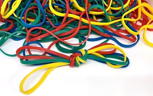 Bandas de goma, tamaño 117 (7 pulgadas x 18 pulgadas), banda de goma colorida sin látex a granel, bandas elásticas elásticas para suministros de