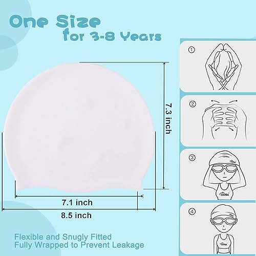 Miniatura 6 de UTTPLL Gorro de natación impermeable de silicona para niños y niñas pequeños, gorro de natación cómodo para piscina, de 3 a 8 años