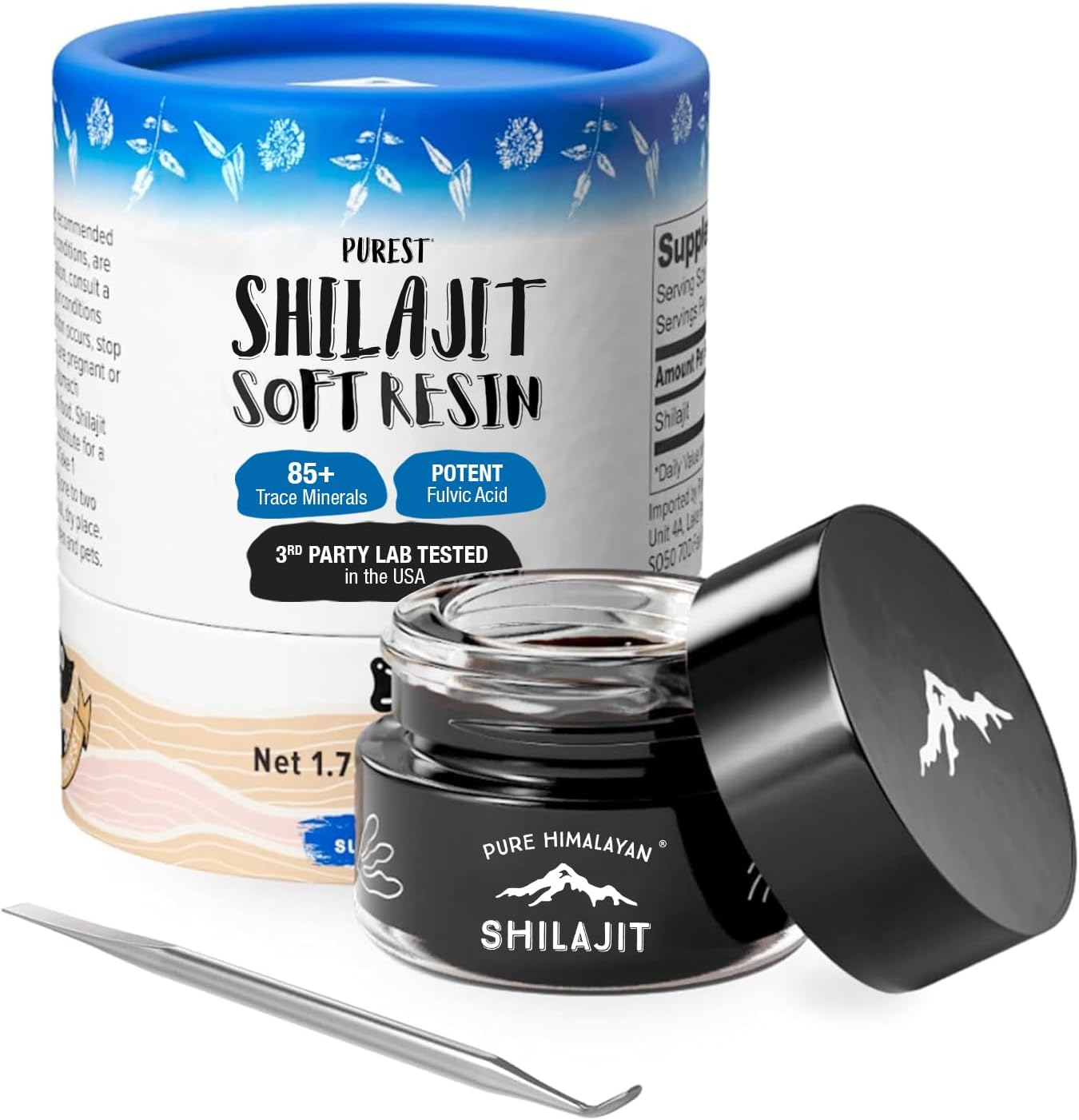 Pure Himalayan Shilajit (Large) - , Soft Resin, Large Size: 500 Servings (50gm), Comes with a Measuring Spoon, Natural Source of Fulvic Acid & Trace Minerals