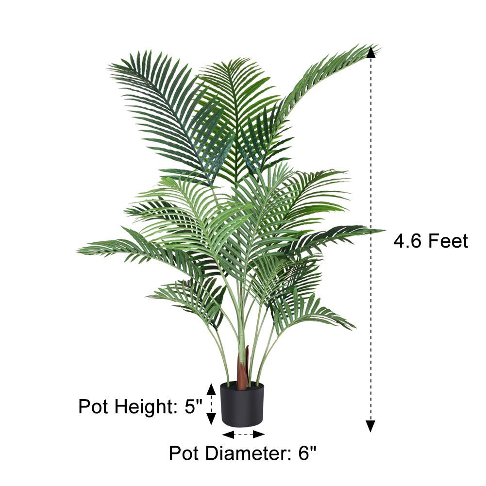 Fopamtri Artificial Areca Palm Plant 4.6 Feet Fake Palm Tree with 15