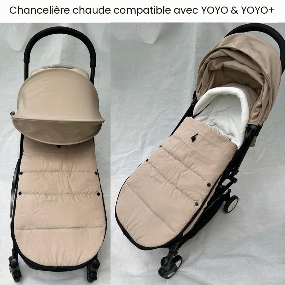 Chancelière universelle chaude pour poussette compatible avec Babyzen YOYO – Ajoutez un coussinet épais – Doublure douce et surface résistante aux éclaboussures – Lavable en machine (taupe)