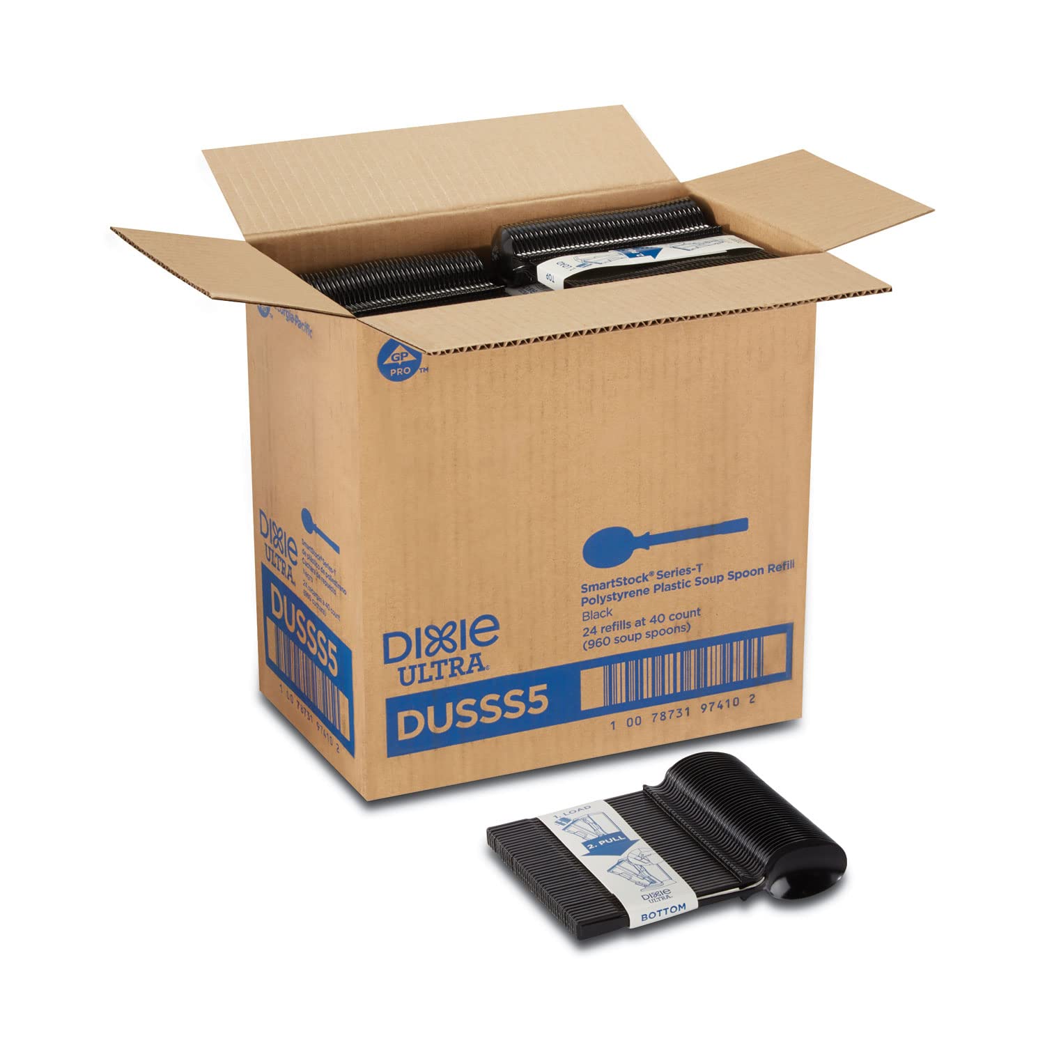 Dixie Ultra SmartStock Series-T Polystyrene Soup Spoon Refill, Black, 960/Carton (DUSSS5)