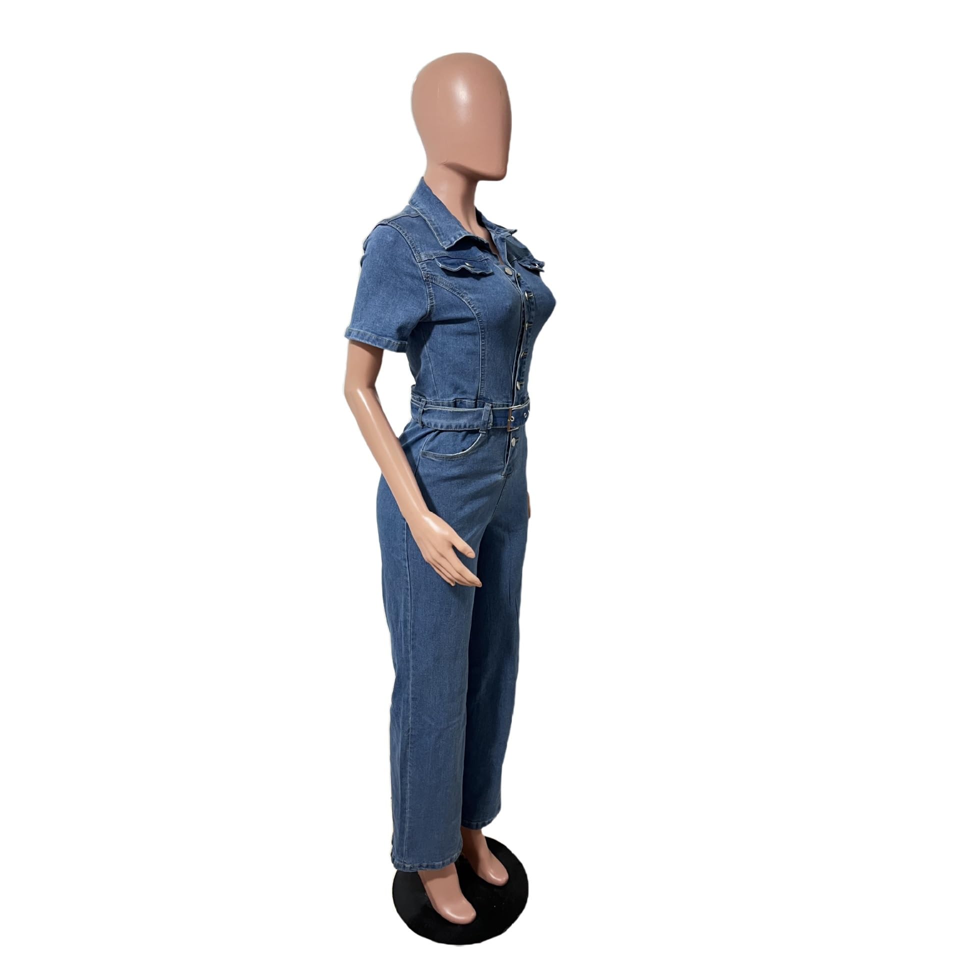 Combinaisons En Jean Slim Pour Femmes Shorts À Jambes Larges Et Ceinture