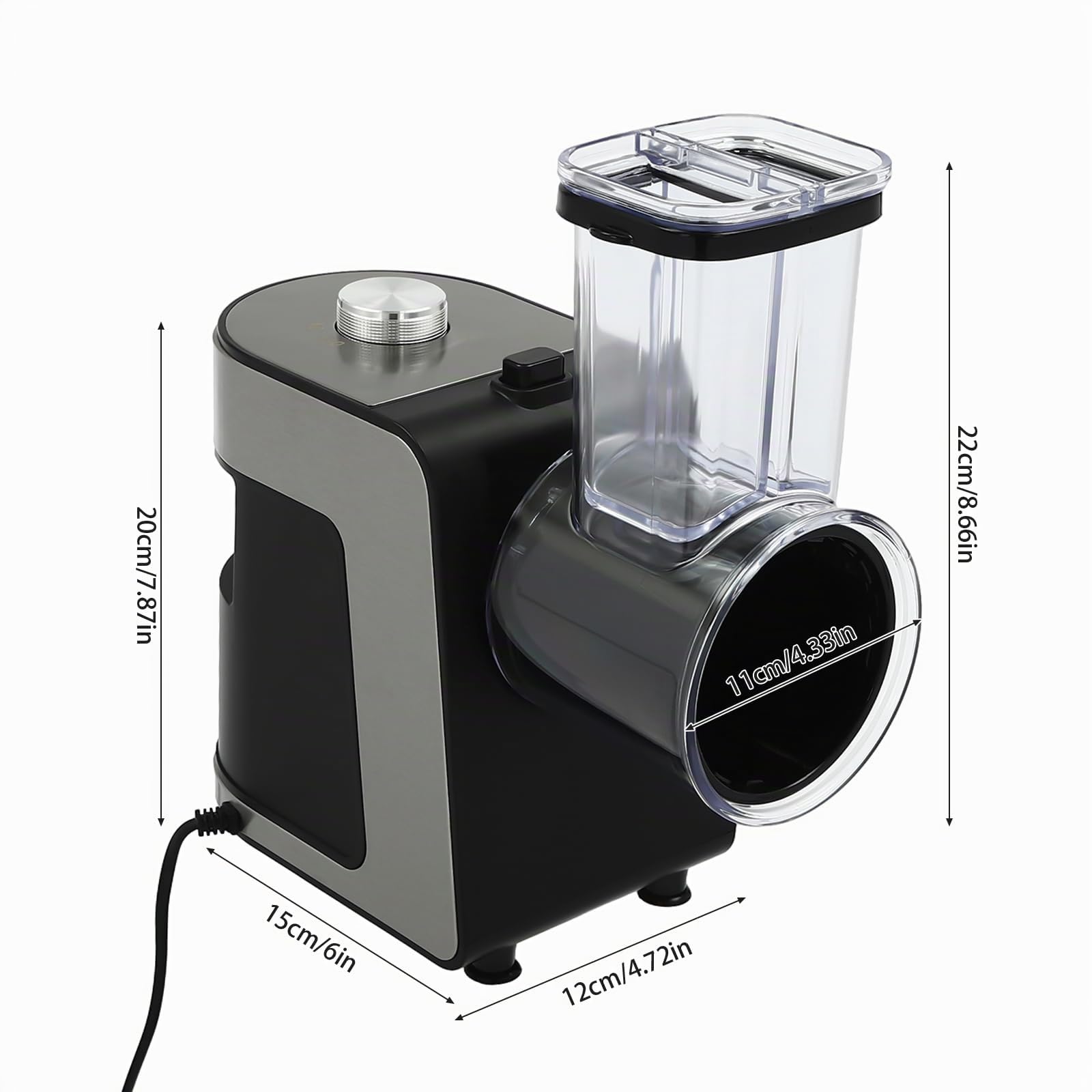 Rallador eléctrico para verduras (1000 W, cortador de verduras profesional con 10 cuchillas, para rallar patatas, rábano, pepino, cebolla en cocina, restaurante
