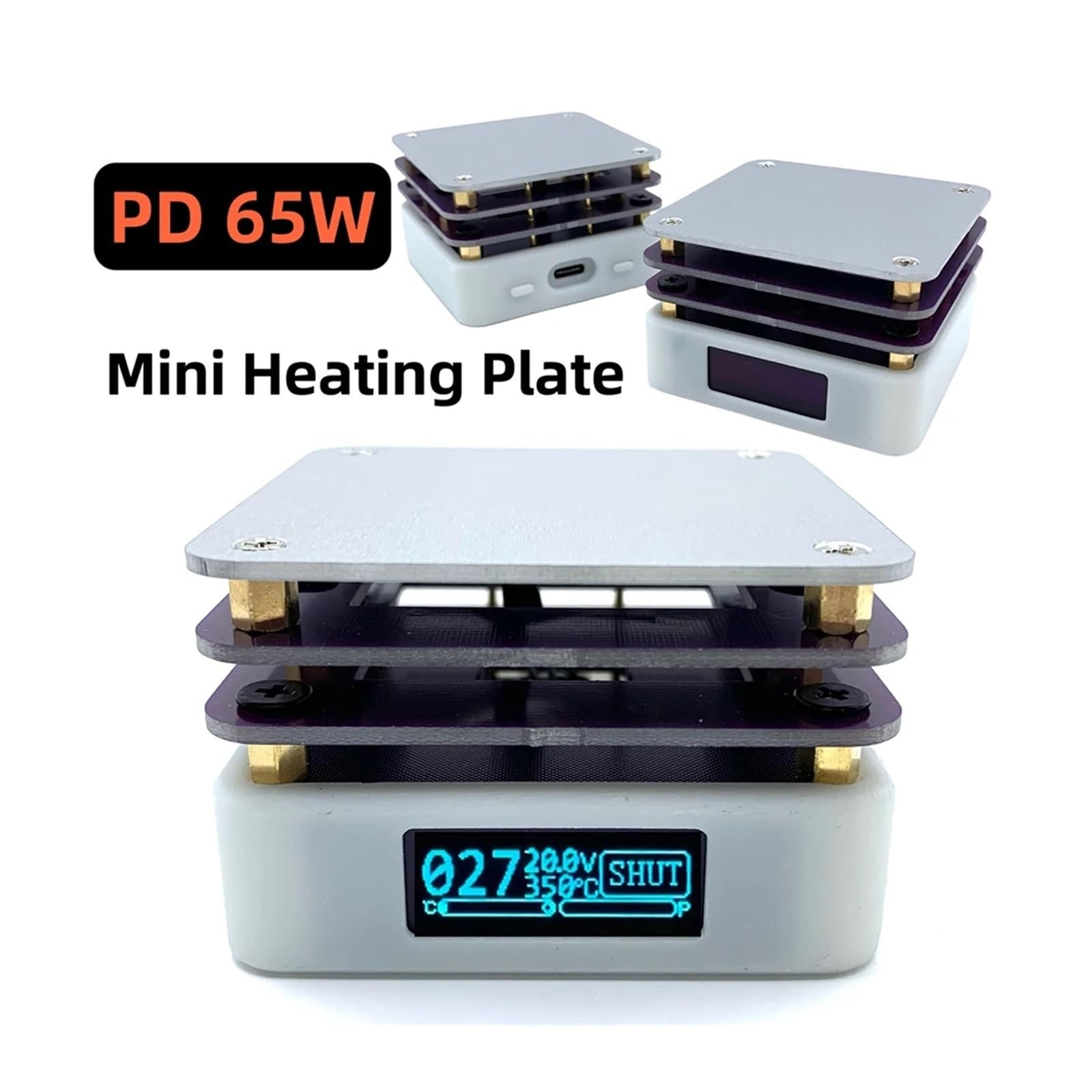 Vorwärmstation, PD65W Mini-Heizplatte SMD-Vorwärmer Vorwärm-Nacharbeitsstation PCB-Löten Entlöten Heizplatte LED-Streifen-Reparaturwerkzeug
