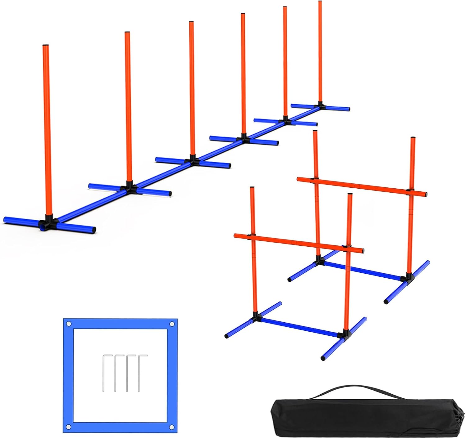 Dog Agility Training Equipment, Backyard Course Set with Adjustable High Hurdles